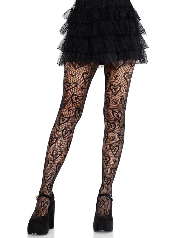 Cherie Heart Net Tights O/s - Black