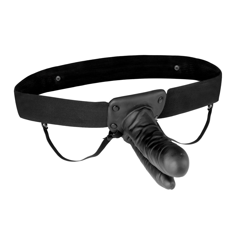 Lux Fetish Unisex Vibrating Hollow Double Penetration Strap-on Dildo