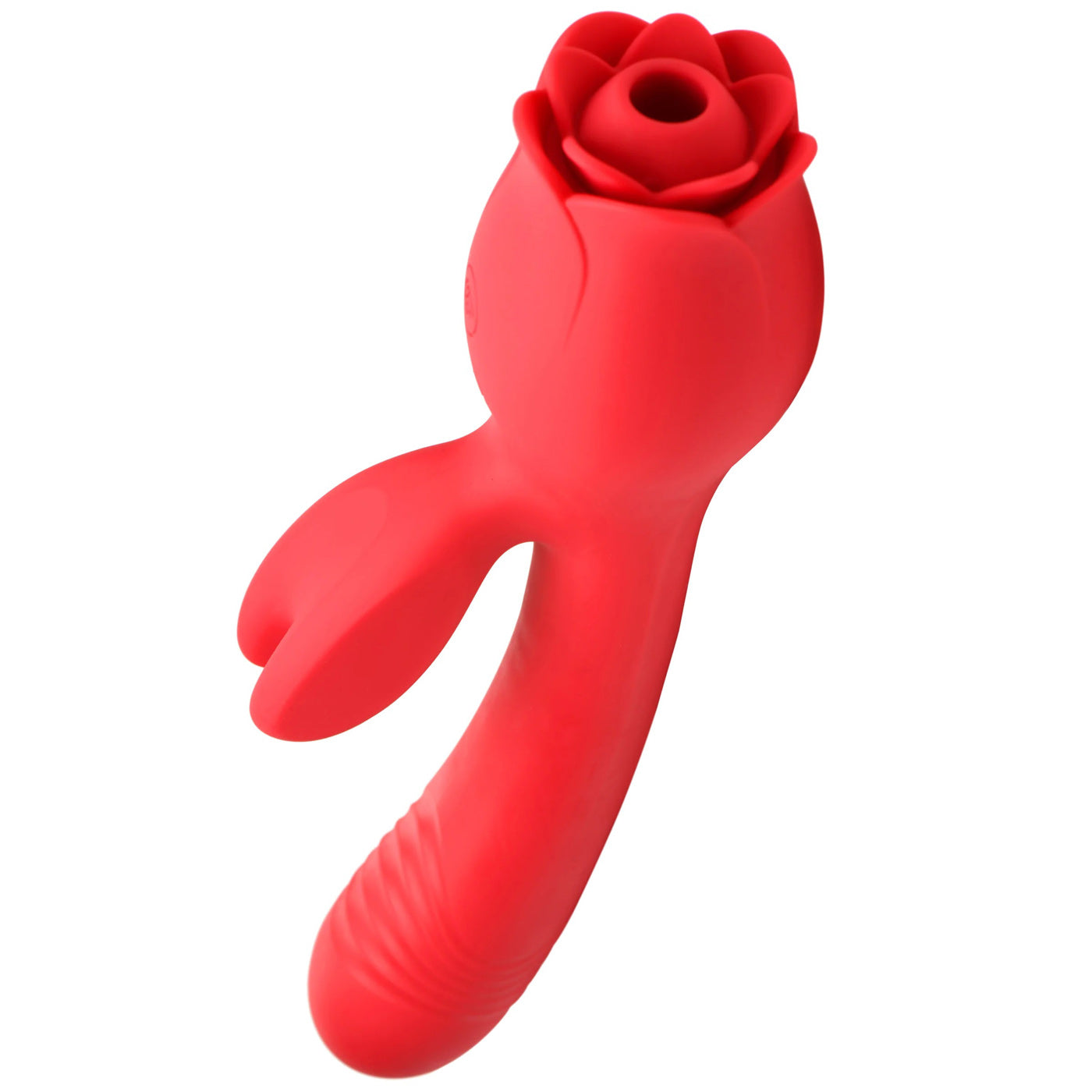 Blooming Bunny Sucking and Thrusting Silicone Rabbit Vibrator - Red INM-AH311