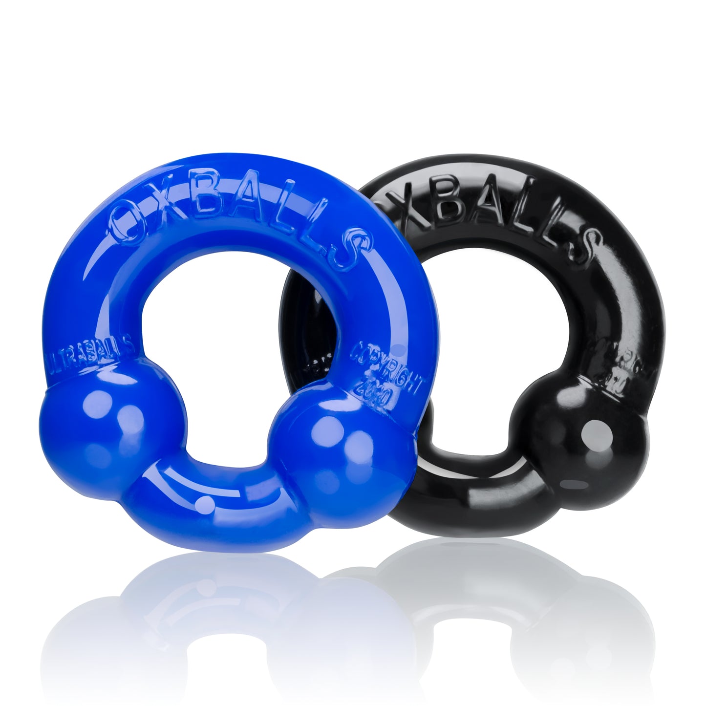 Ultraballs 2- Piece Cockring Set - Black & Police Blue OX-3010-BPB