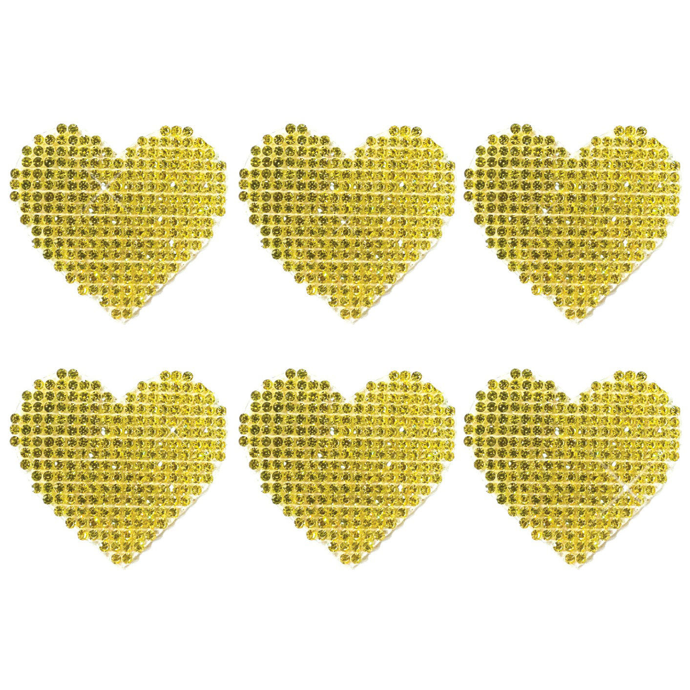 Razzle Dazzle Crystal Jewel Sparkle I Heart U Body Stickers 6 Pk - Gold