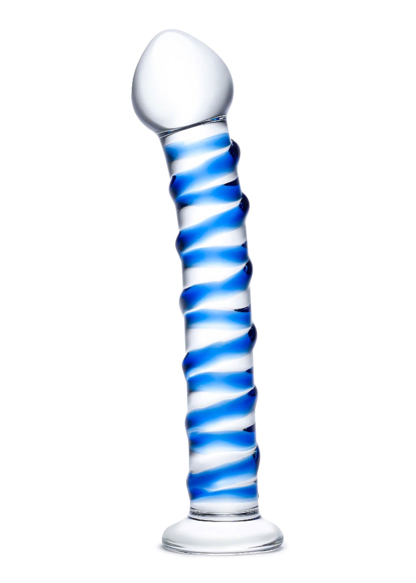 Blue Spiral Glass Dildo