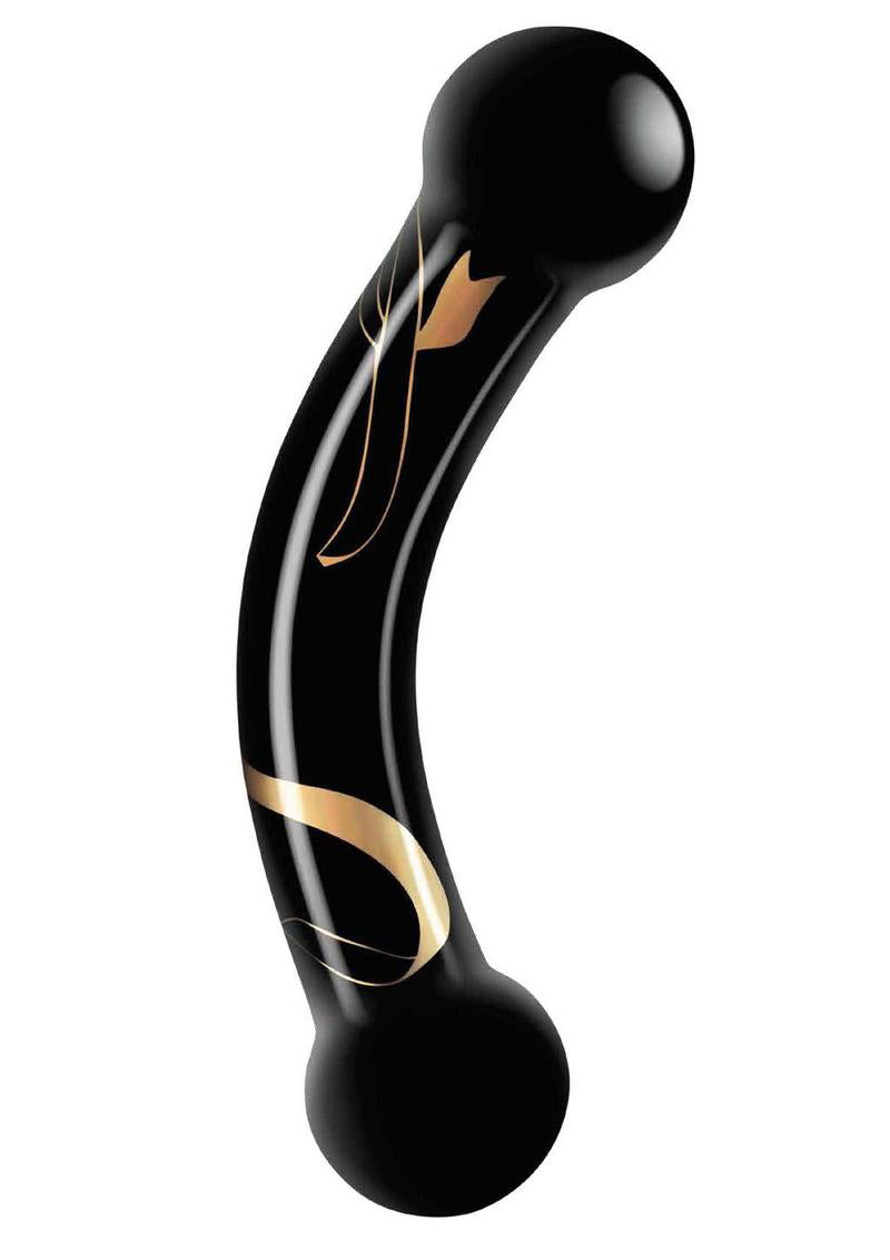 Secret Kisses - 5.5 Inch Handblown Glass Double Ended Dildo - Black