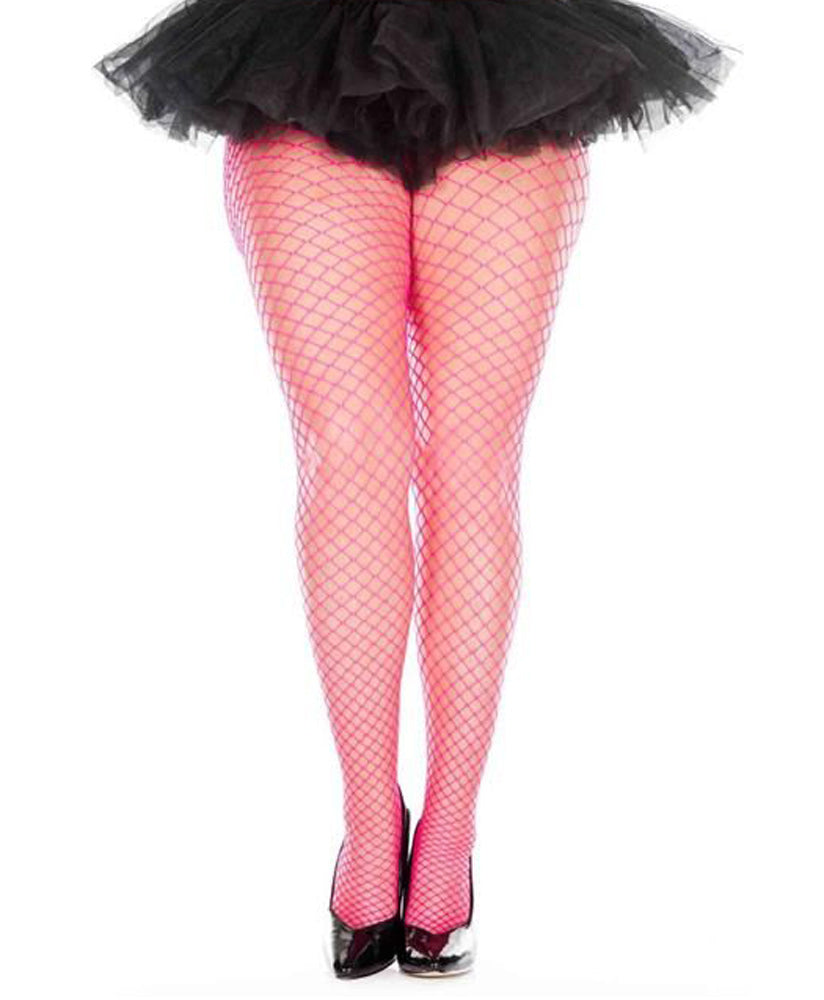 Mini Diamond Net Spandex Pantyhose - Queen Size - Hot Pink
