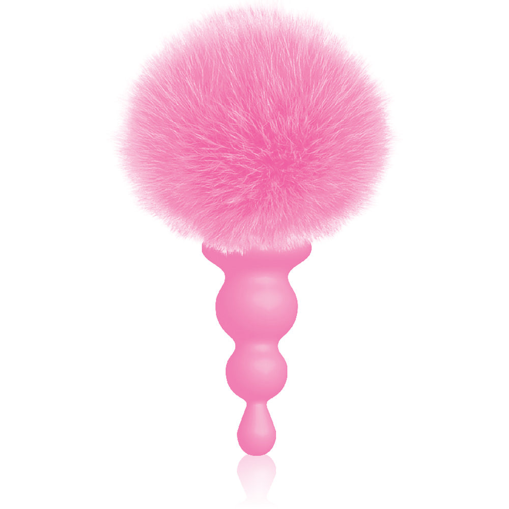 The 9's Cottontails Silicone Bunny Tail Butt Plug - Beaded Pink