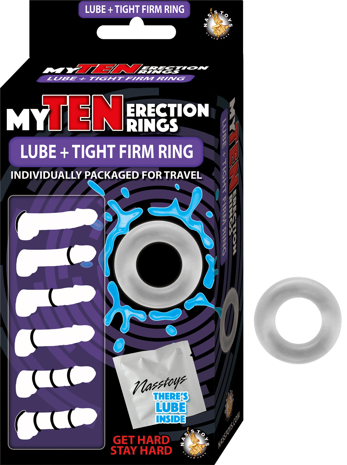 My Ten Erection Rings Lube + Tight Firm Ring - Clear