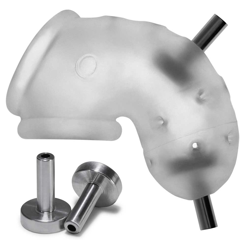 Airlock Electro Air-Lite Vented Chastity With Two 4mm Contacts - Clear Ice