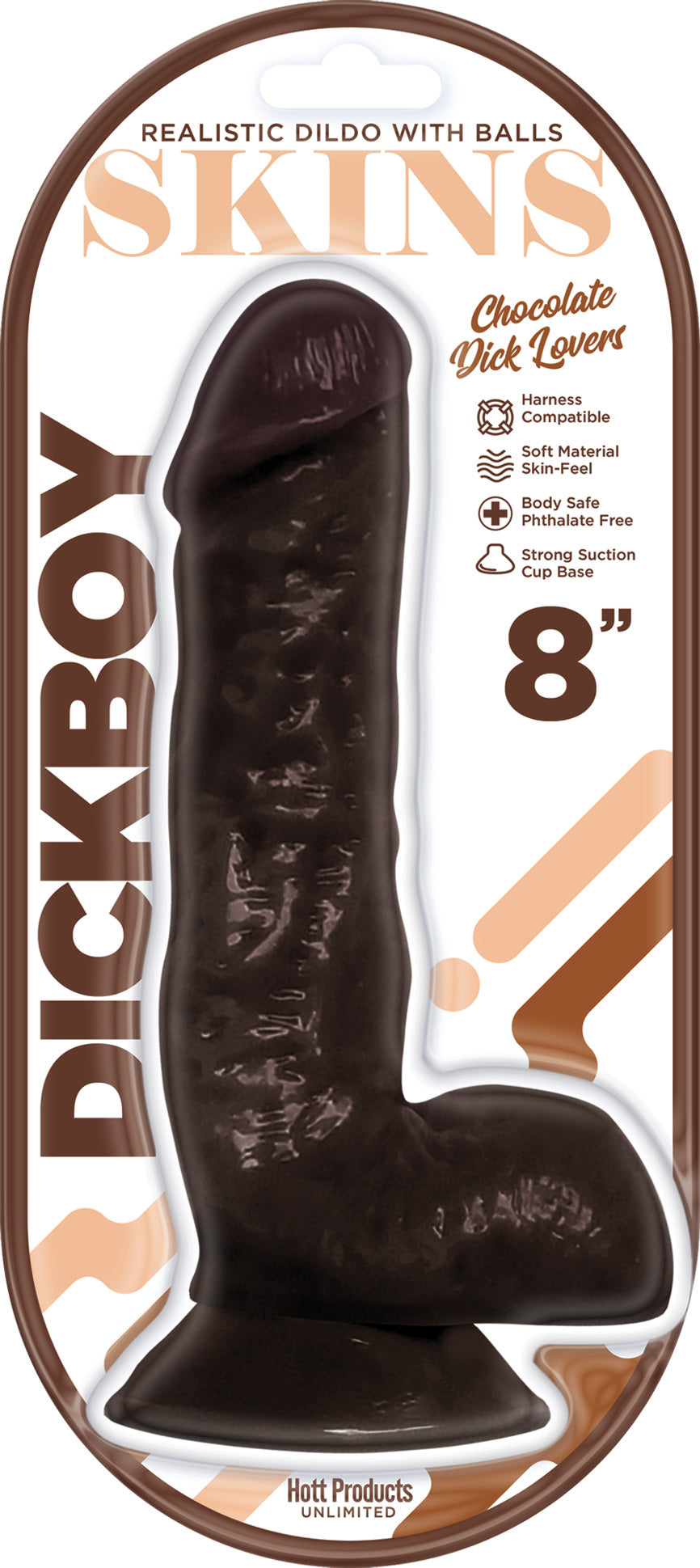 Dickboy - Skins - Dildo With Balls - 8 Inch - Chocolate Dick Lover