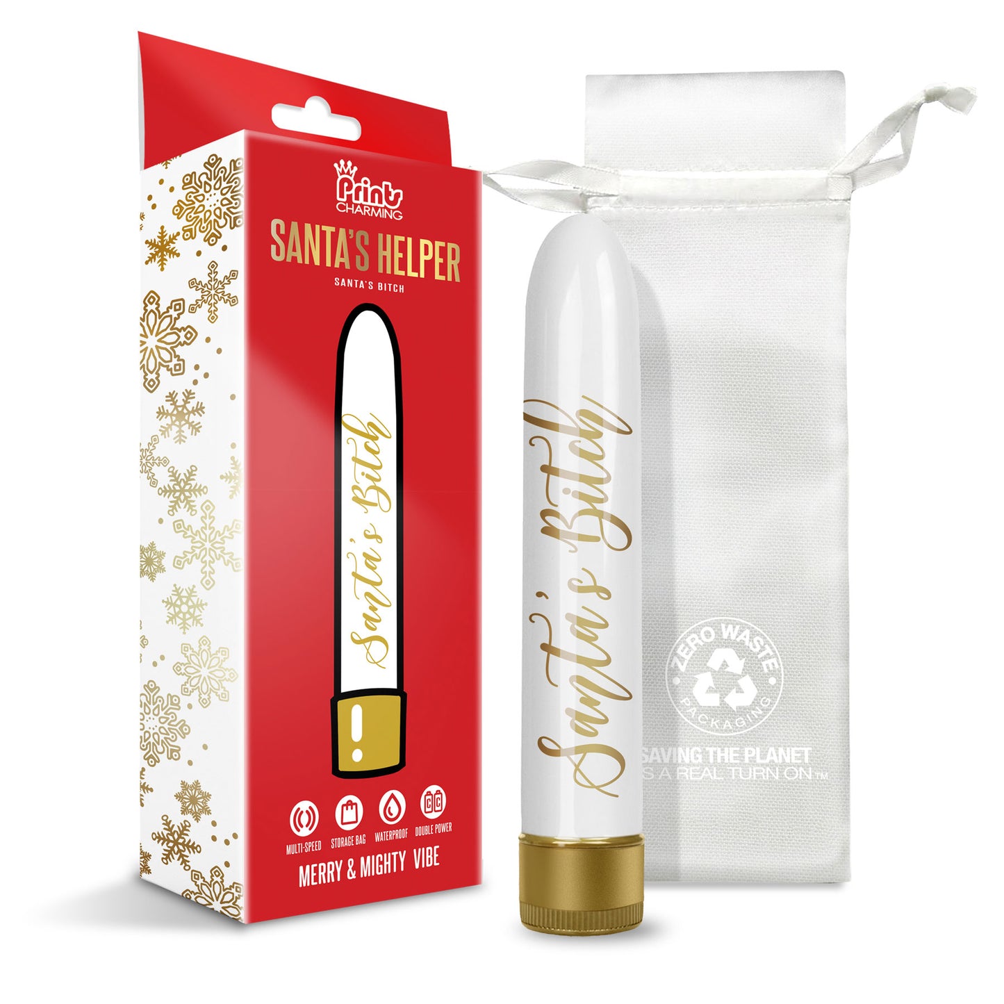 Prints Charming Santas Helper Merry and Mighty Vibe - Santas Bitch