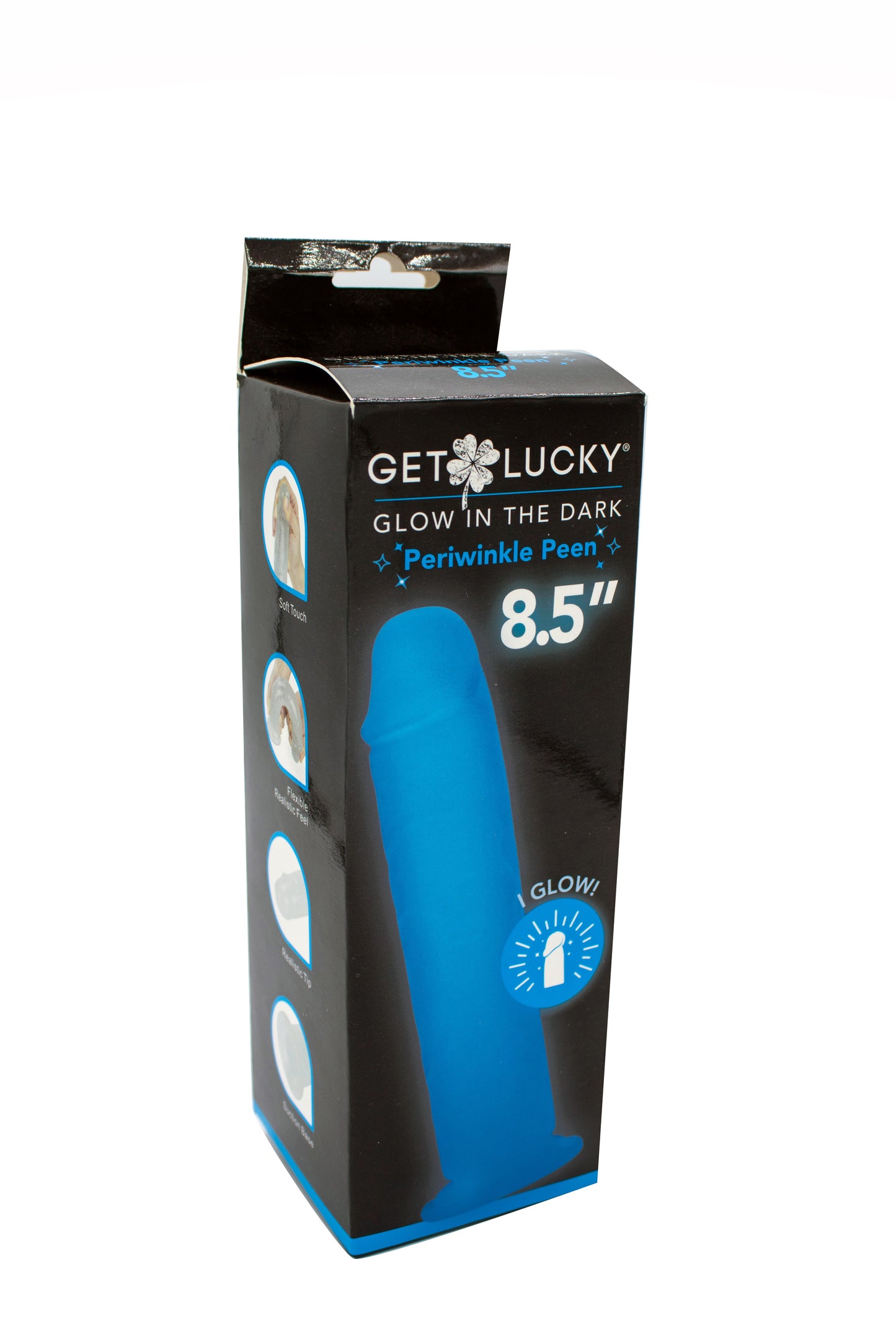 Glow-in-the-Dark Periwinkle Peen Dildo 8.5"