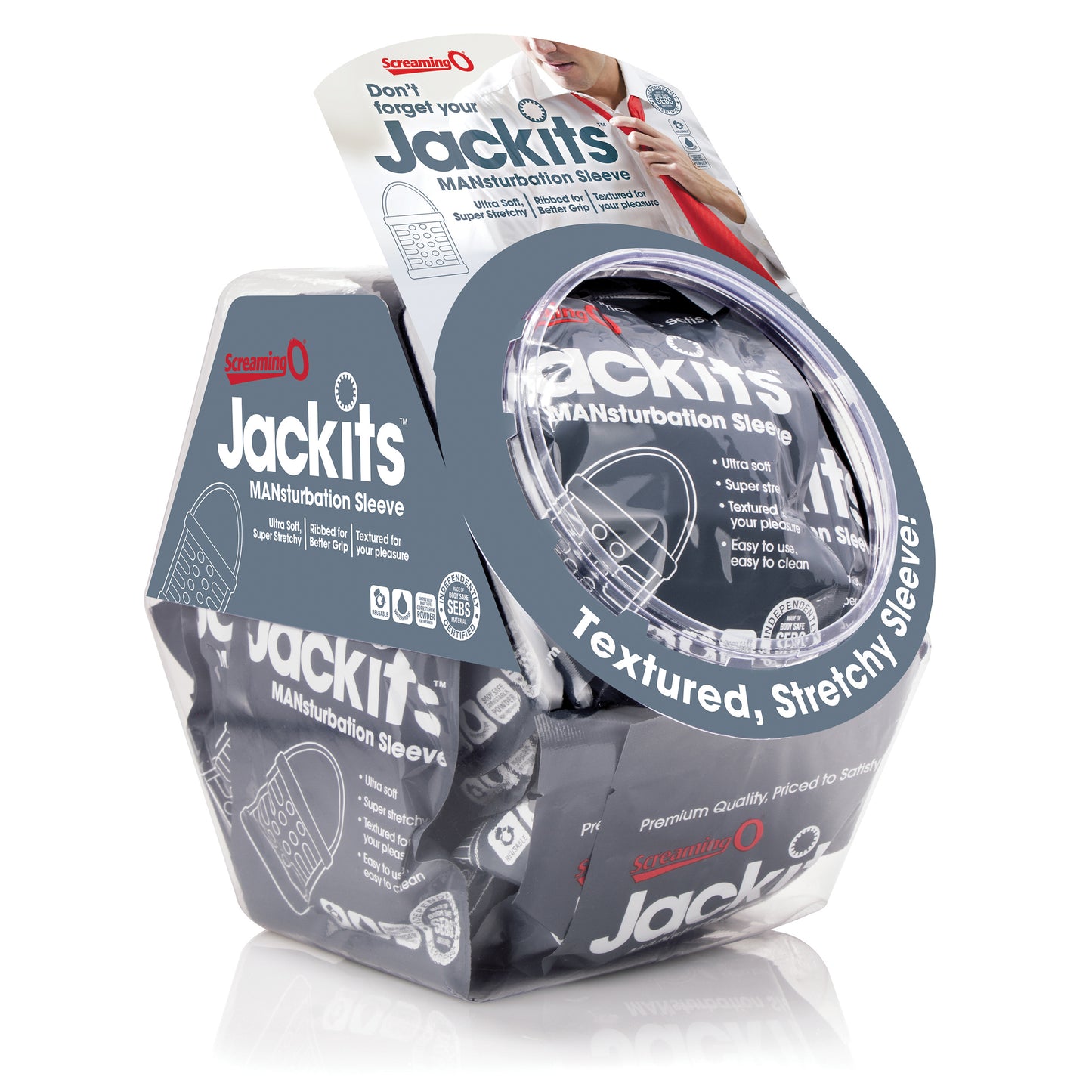 Jackits Mansturbation Sleeve - 24 Count Candy Bowl - Clear