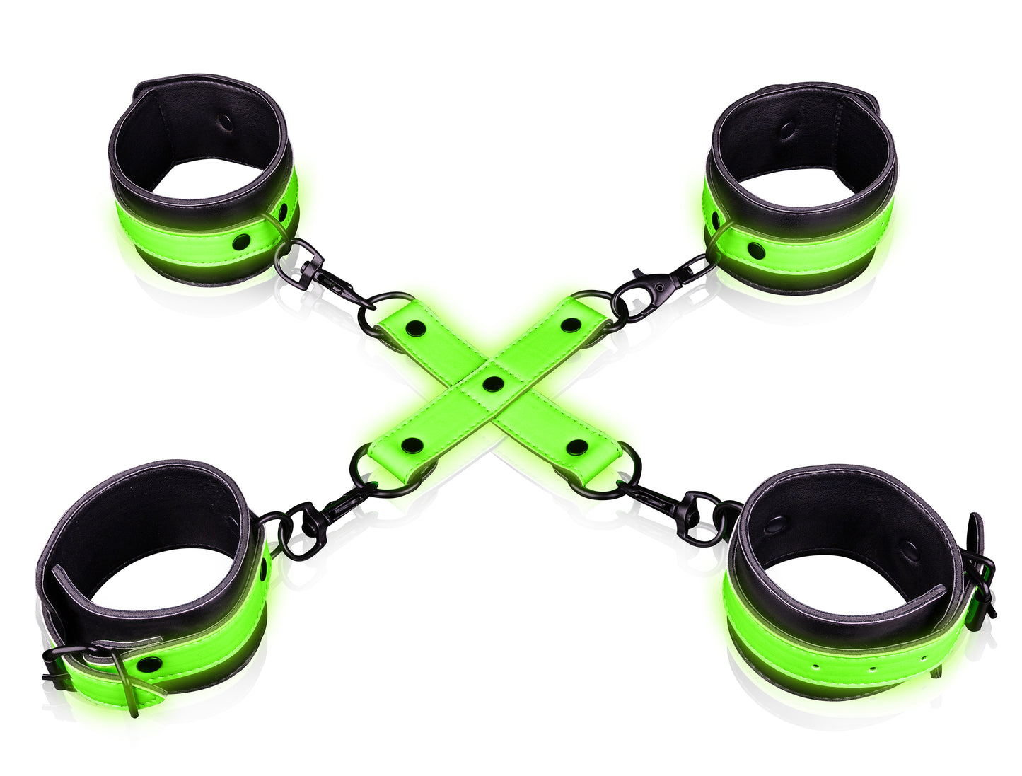Hand and Ankle Cuffs With Hogtie - Glow in the Dark