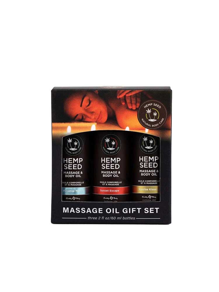 Hemp Seed Summer Massage Oil Trio Gift Set - 3 Trio Gift Set - 3 Pack - 2 Oz Bottles