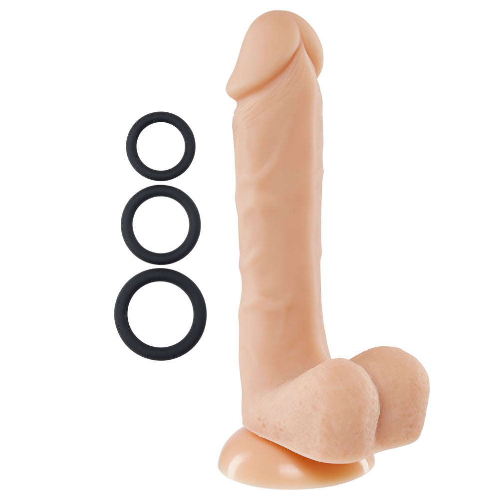 Pro Sensual Premium Silicone 8 Inch Dong With 3 Cockrings - Flesh WTC852851