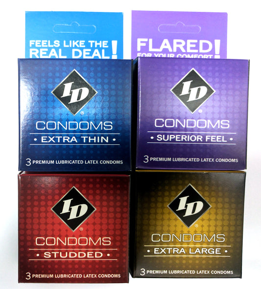 ID Condoms - Case of 72 - 3 Packs - Assorted Styles
