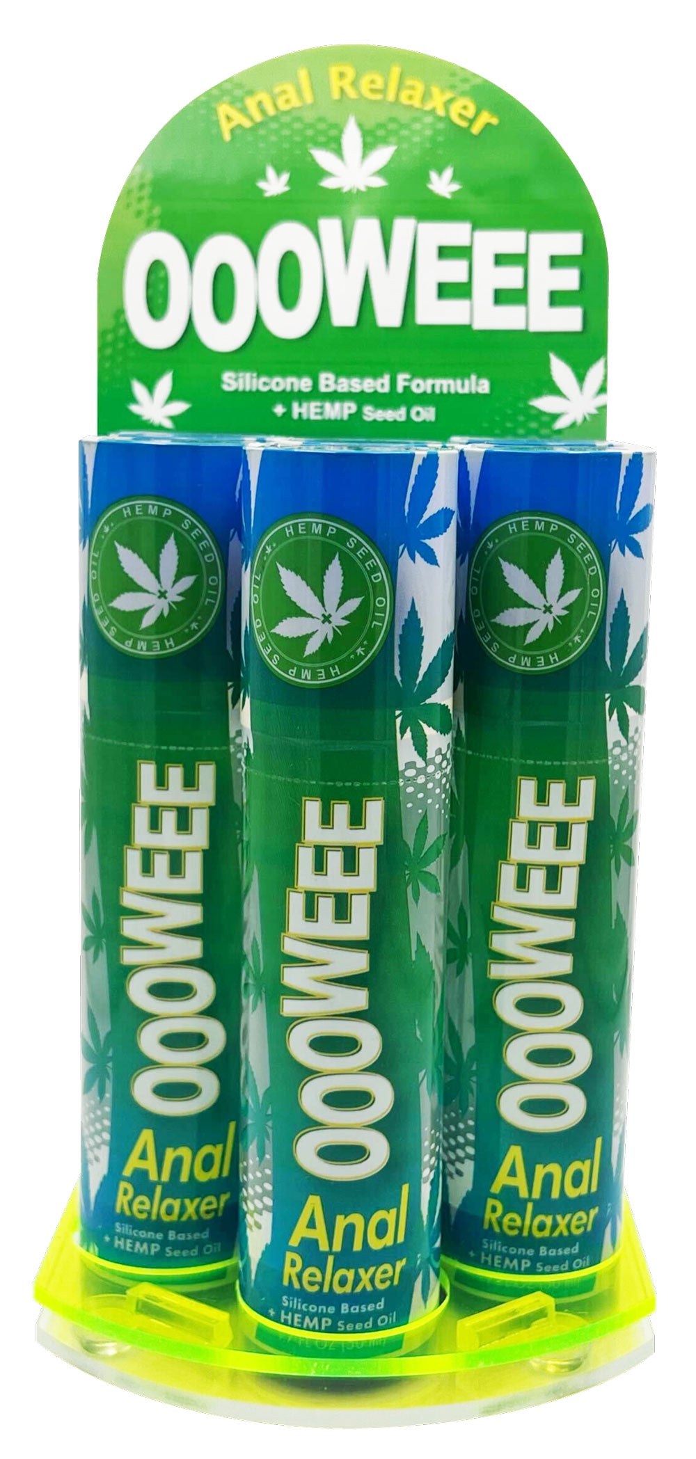 Oooweee Anal Relaxer Silicone Lubricant Hemp - Six Bottle - Display