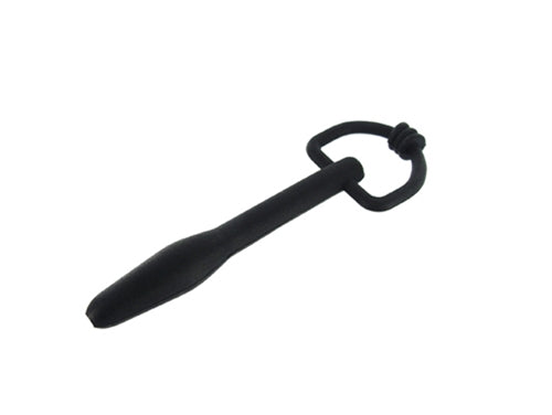 Silicone Cum Thru D Ring Penis Plug - Black
