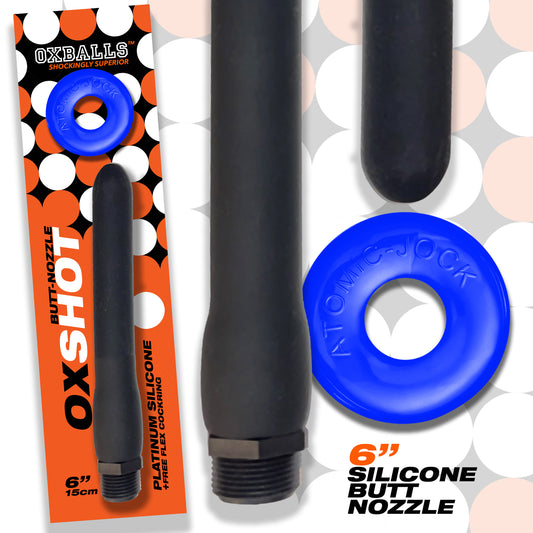Oxshot - Butt-Nozzle Shower Hose 6 Inch - Black Blue