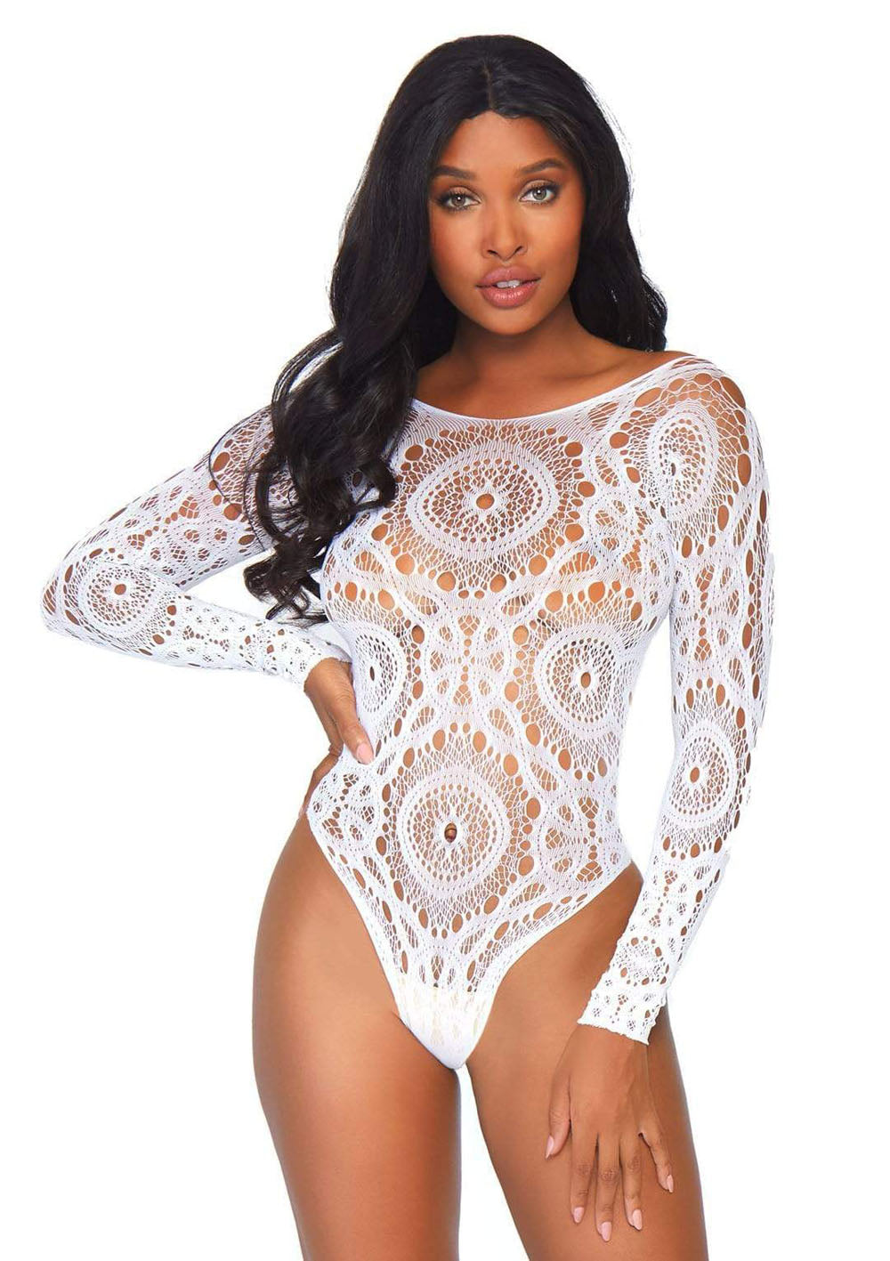 Thong Back Teddy - White - S/m