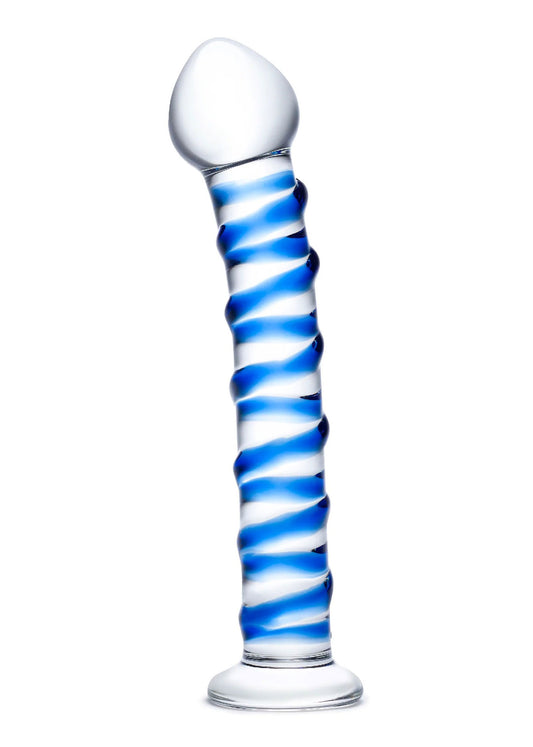Blue Spiral Glass Dildo