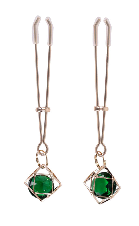 Indica Crystal Nipple Clips - Green