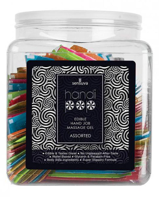 Handipop Hand Job Massage Gel Assorted Flavor - 100 Piece Single Use Packet Tub