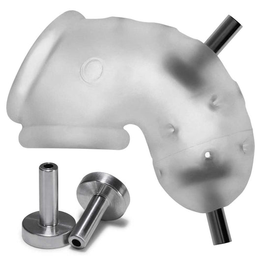 Airlock Electro Air-Lite Vented Chastity With Two 4mm Contacts - Clear Ice