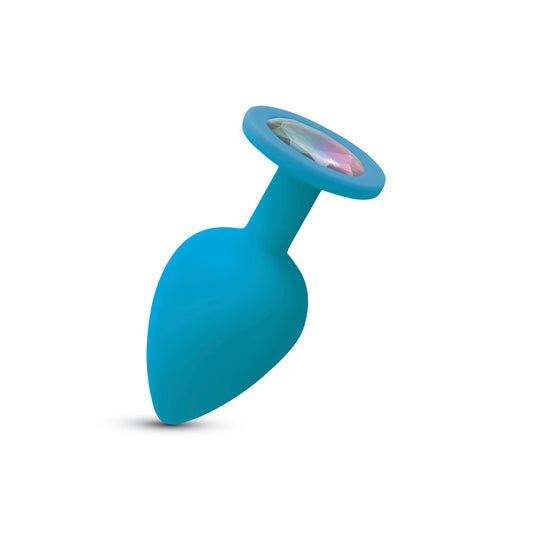 Gemma Clear Iridescent Gem Teal Silicone Plug - L