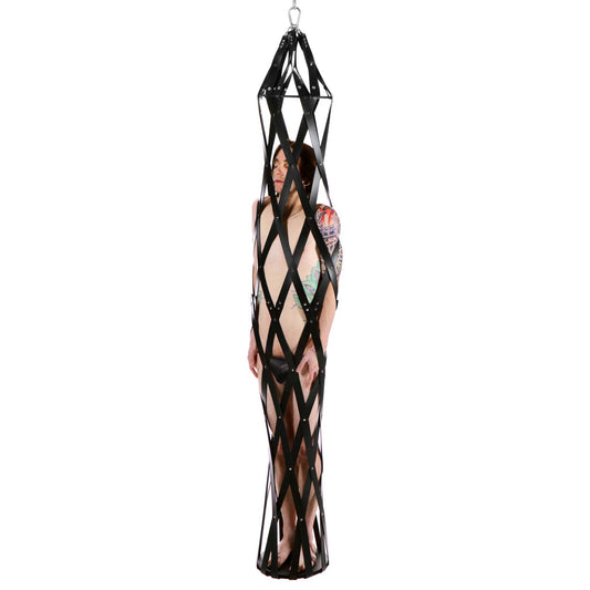 Hanging Rubber Strap Cage - Black