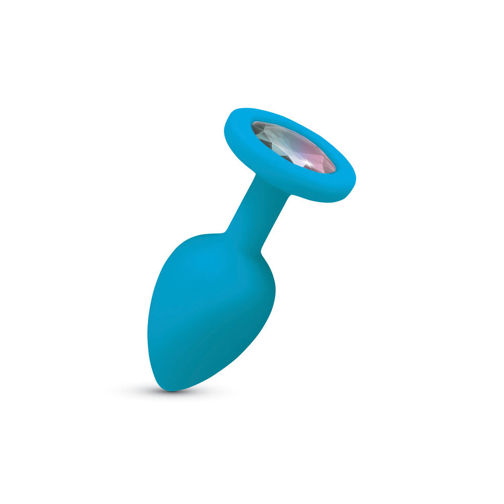 Gemma Clear Iridescent Gem Teal Silicone Plug - S