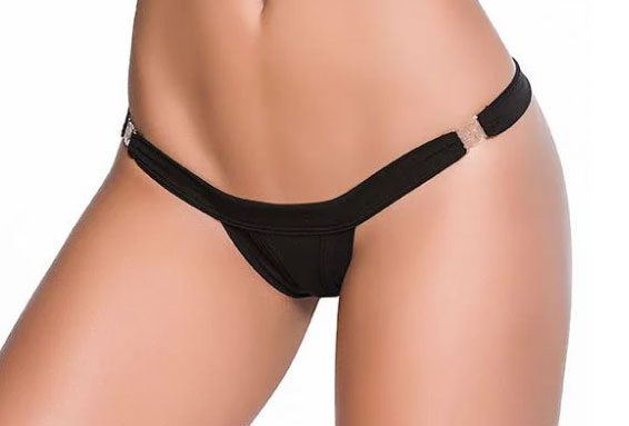 Low v Clip on Thong - Medium/large - Black