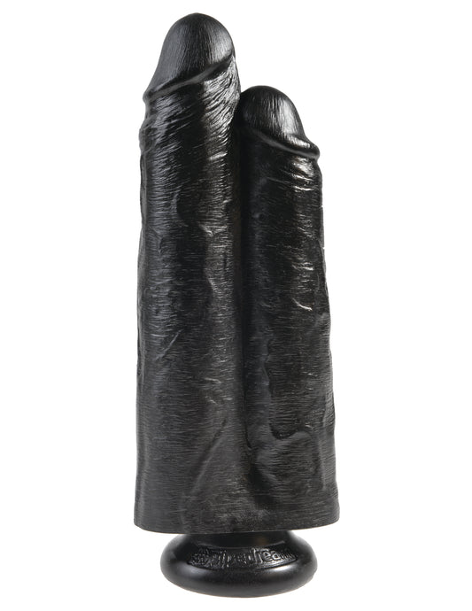King Cock 9" Two Cocks One Hole - Black