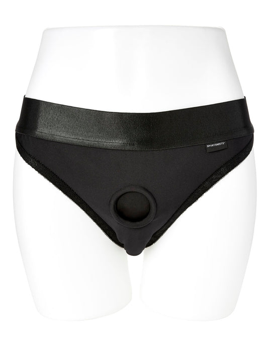 Em. Ex. Active Harness Wear Crotchless Silhouette - Black - Extra Large