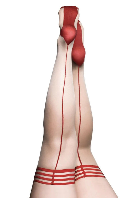 Whitney -Red Back Seam Thigh High - Size C - Nude