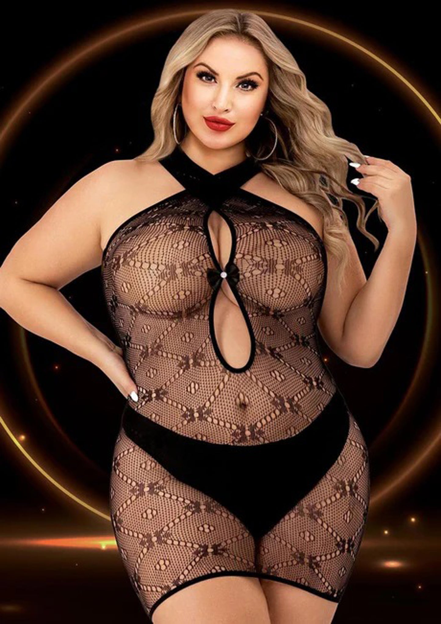Halter Top Mini Dress - Queen Size - Black