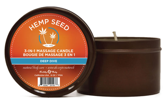 3 in 1 Massage Candle - Deep Dive - 6 Oz  - Hemp Seed